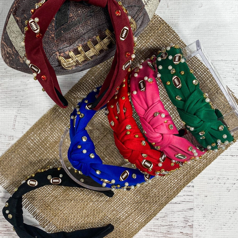 Score big with the Football Glam Headband! Designed for football fans who want to keep their hair in check while cheering on their team, this stylish headband combines function and flair. Perfect for game day or everyday wear, it adds a pop of color and sporty spirit to any outfit. Get ready to play in style!