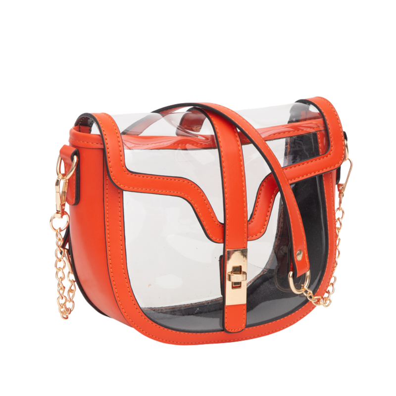 Lainey Clear Stadium Approved Shoulder Bag - Orange