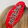 GAME DAY BEADED EMBELLISHED HEADBAND - RED/WHITE