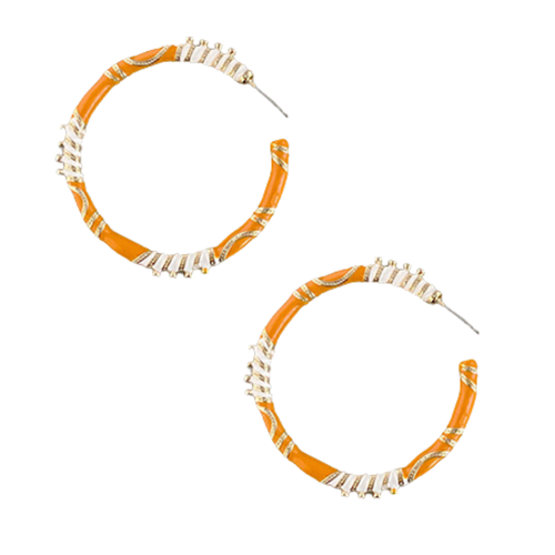 Bring the sparkle to game day with our orange and white Game Day Hoops!🧡🤍 ✨ The perfect mix of team pride and glam — made to stand out at every tailgate and celebration. Available in 6 classic team colors!