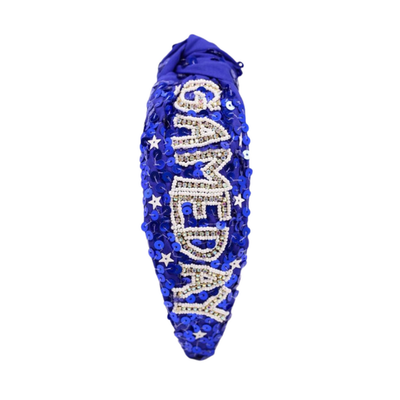 Our NEW sequin&nbsp;beaded team colored "Game Day" headbands, feature a trendy knot design and are adorned with sparkling sequins and dual colored beads.   The perfect headband for showing off your team spirit at sporting events, tailgates, or any other gameday celebration. &nbsp;