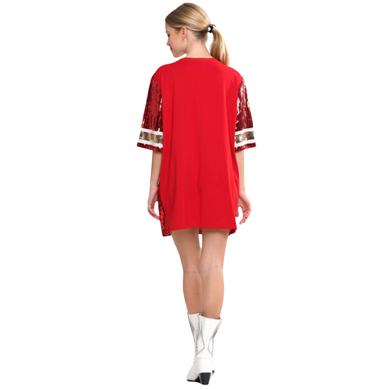GAMEDAY SEQUIN #87 JERSEY DRESS/TUNIC/TOP