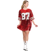 GAMEDAY SEQUIN #87 JERSEY DRESS/TUNIC/TOP - RED/GOLD/WHITE