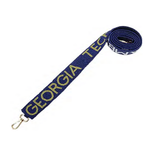 Follow the "Ramblin' Wreck" into Bobby Dodd Stadium... Elevate your clear bag status and show off your Yellowjacket spirit by accessorizing your Game Day look with our uniquely beaded GEORGIA TECH logo bag strap.