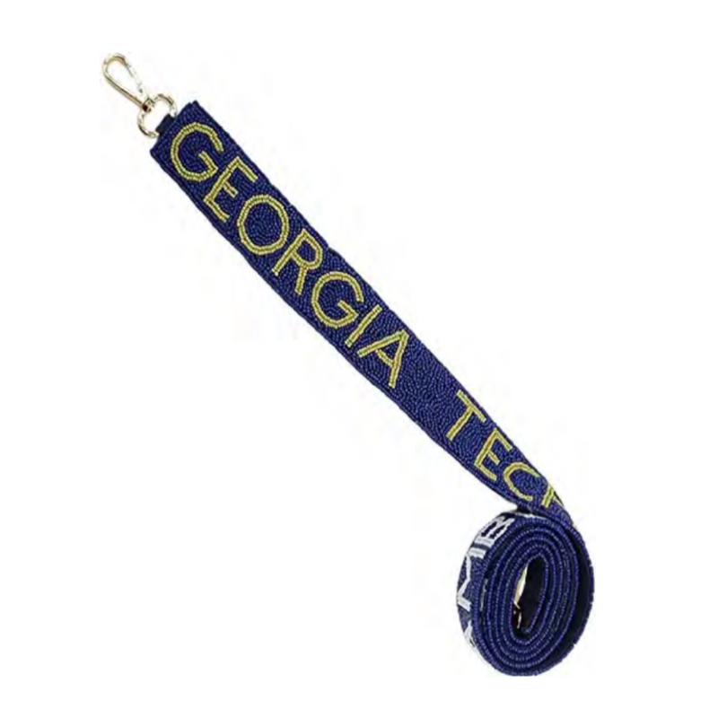 Elevate your GameDay look when styling your clear bag with our uniquely beaded Georgia Tech bag strap. The perfect Game Day accessory to elevate your clear bag and show your team spirit!