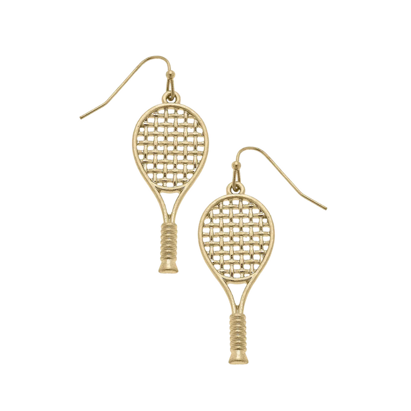 Serve up some serious style with these charming tennis racket drop earrings! With their delicate gold-tone design and playful vibe, they’re the perfect accessory for tennis lovers who like to ace their look both on and off the court. Lightweight, fun, and full of sporty flair — these cuties are a total love match for your everyday outfits!