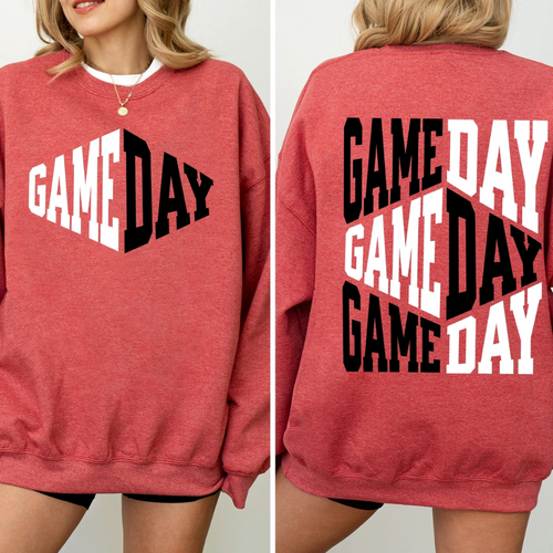 Get ready to turn heads at every tailgate with this vibrant Red Heather sweatshirt! Featuring bold front and back graphics, it’s perfect for showing off your game day spirit in style. Cozy and comfortable, it keeps you warm while you cheer, mingle, and celebrate. Whether you’re grilling or dancing, this sweatshirt makes every moment more fun and festive.