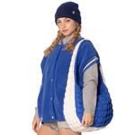 GameDay Quilted Puffer Shoulder & Crossbody Cloud Bag- Navy/Orange