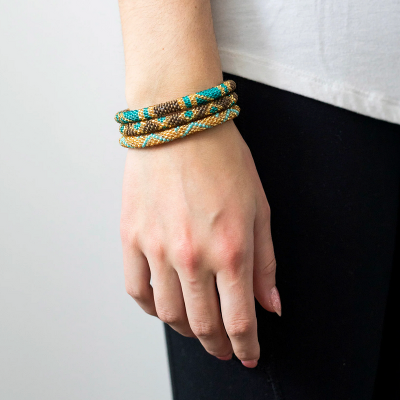 Game Day Trio Roll-On® Bracelets Gold + Teal + Brown