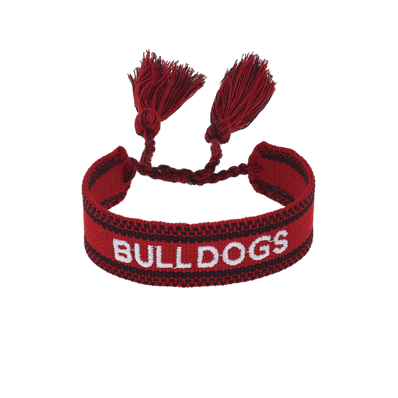 Show your Georgia Bulldogs pride with this fun and lightweight Woven Tassel Bracelet. Its vibrant colors and playful tassel add a spirited touch to any outfit, making it perfect for game day or everyday wear. Cheer on your team in style while keeping your look effortlessly eye-catching!