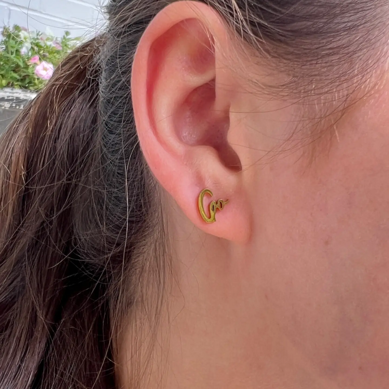 Go Tiger Gold Stud Earrings