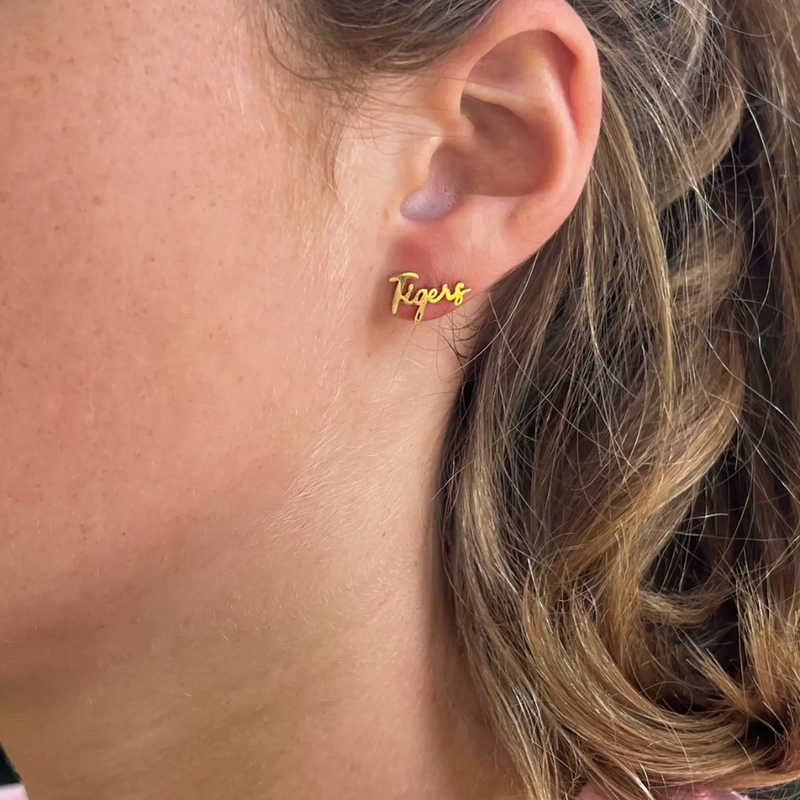 Go Tiger Gold Stud Earrings