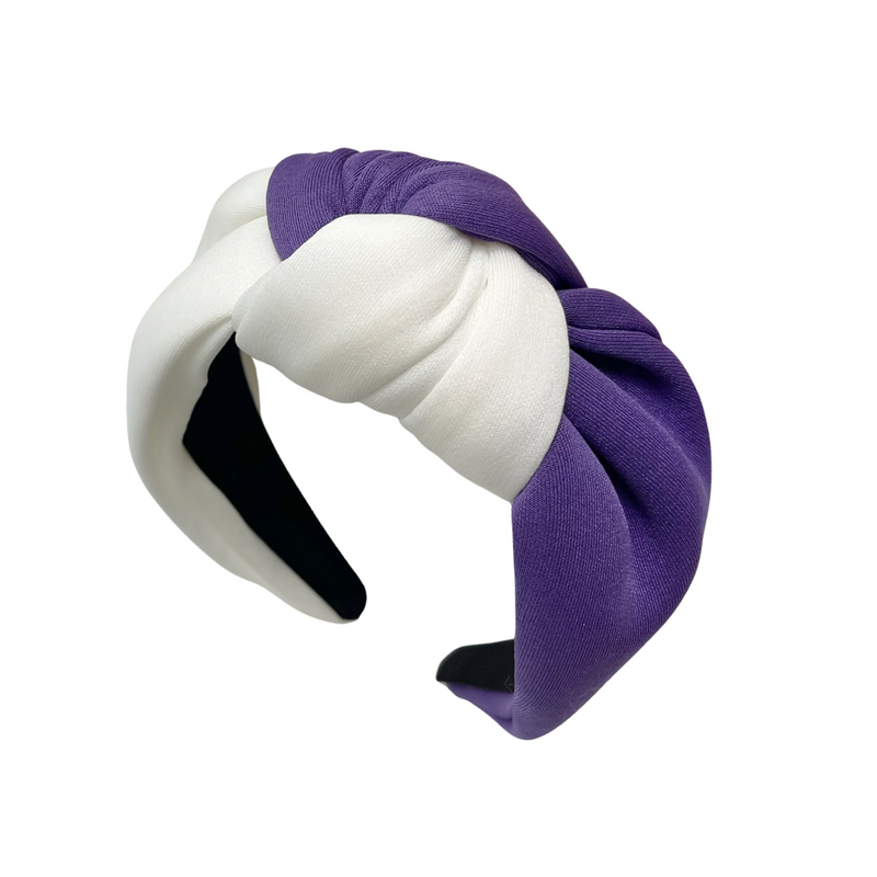 TWO TONED HEADBAND - PURPLE + WHITE