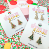 HOLIDAY RHINESTONE STUD MINI TREE STUD EARRINGS - 3 COLORS