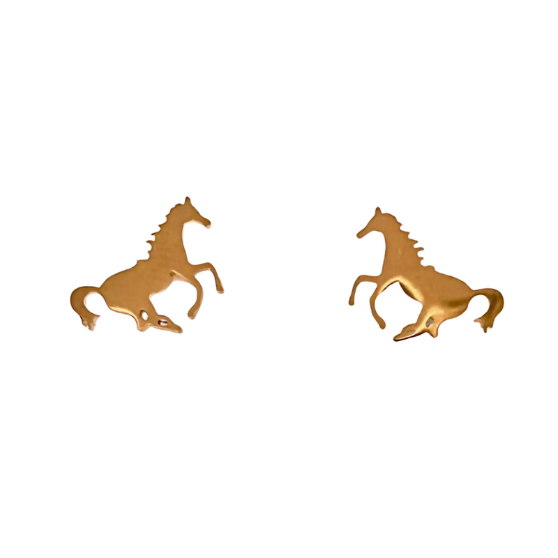 Show off your team spirit when you wear these horse gold stud earrings. &nbsp;The perfect Game Day accessory to complete your look and show your spirit!