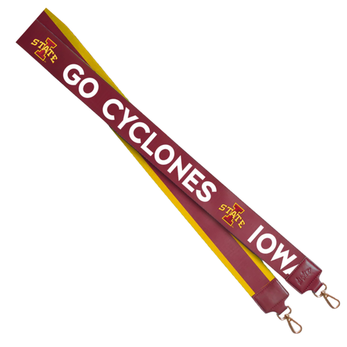 There's no better time to elevate your clear bag status by accessorizing your Game Day clear bag look with our dual sided strap in Cyclone colors! Choose your look with either the striped side or cheer on your team with IOWA/GO CYCLONES!