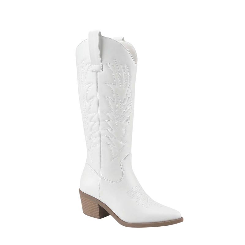 KACEY EMBROIDERED COWGIRL BOOTS WHITE - Main Image