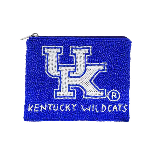 Go Big Blue! There's no better time to accessorize your Game Day look and elevate your Wildcat status when styling your clear bag with our uniquely beaded UK KENTUCKY WILDCATS collegiate zip coin bag.