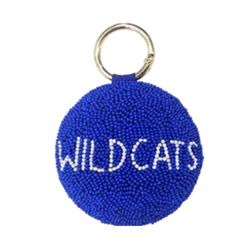 Give a cheer for Big Blue and show off your Wildcat spirit by accessorizing your Game Day look.   Elevate your clear bag status with our beaded Wildcats Key Chain + festive bag charm.