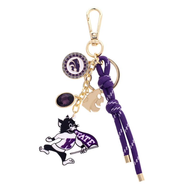 Show off your Wildcats pride with this playful Kansas State Wildcats Cluster Bag Charm. Designed to make purple pop, it’s the perfect accessory for fans who love a touch of preppy flair while cheering on their team. Attach it to your bag and carry your fierce spirit everywhere you go!