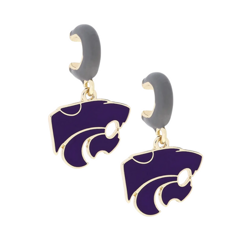 For a sleek and sophisticated look, the Kansas State Wildcats Enamel Logo Huggie Hoop Earrings in Grey feature the team logo in subtle grey enamel set within gold huggie hoops. These earrings are the perfect way to show your Wildcats pride in a stylish and understated way.
