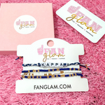 Stack your sorority spirit with the perfect arm candy to rep your sorority in style. &nbsp;Select our classic sorority braided strand for a simple, everyday vibe — or go full-on bold with our 4-strand stack, featuring a mix of stretchy beaded bracelets in fun colors and gold shimmer accents. &nbsp;

Whether you’re dressing up for bid day, big/little reveal, or just flexing your chapter pride, this set has you covered.&nbsp; Wear one or wear them all!