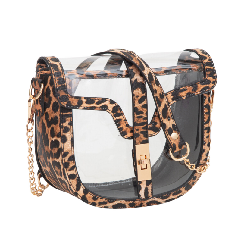 Lainey Clear Stadium Approved Shoulder Bag - Leopard