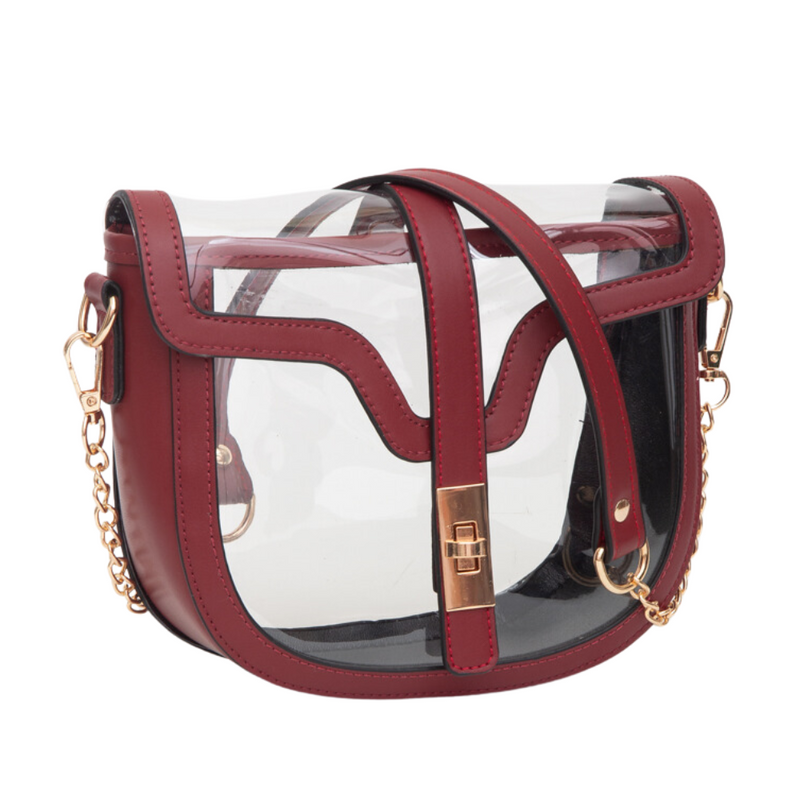 Lainey Clear Stadium Approved Shoulder Bag - Maroon