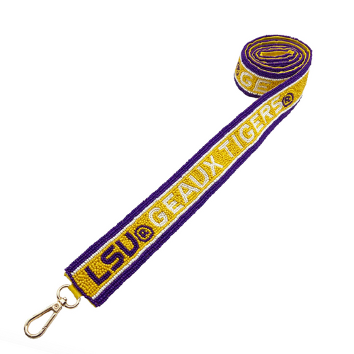 Let's Geaux Tigers!  Be the talk of the tailgate when you arrive wearing our LSU Geaux Tigers beaded bag strap.  The perfect Game Day accessory to elevate your clear bag and show your team spirit!