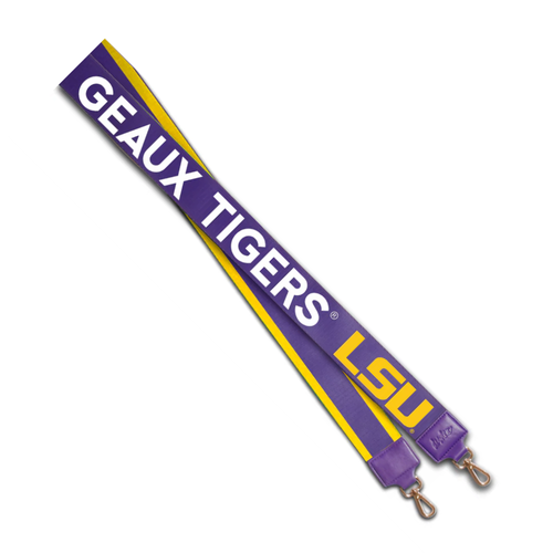GEAUX TIGERS!&nbsp;There's no better time to elevate your clear bag status by accessorizing your Game Day look with our dual sided strap in LSU colors! Choose your look with either the striped side or cheer on your team with GEAUX TIGERS!