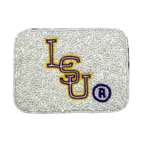 Let's Geaux Tigers! Be GLAM in the stands while cheering on your Fighting Tigers in Death Valley. Elevate your clear bag status by accessorizing your Game Day look with our LSU beaded credit card holder.