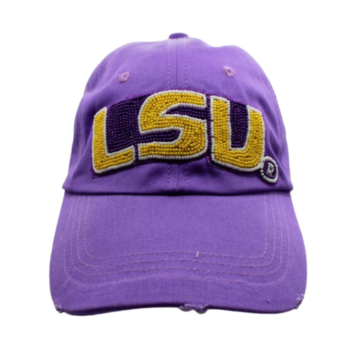 Let's Geaux Tigers! Be GLAM in the stands while cheering on your Fighting Tigers in Death Valley.   Accessorize your GameDay fit with our new LSU beaded ball cap. This ball cap is perfect for showing off your team spirit at sporting events, tailgates, or any other game day celebration. 