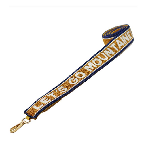 Show off your Mountaineers pride! From "Let's Go Mountaineers!" to "Take Me Home, Country Roads!" proudly wear the blue and gold! If there's one thing we know, it's Mountaineers style and we most definitely have you covered no matter what season it is with our uniquely beaded logo bag strap.