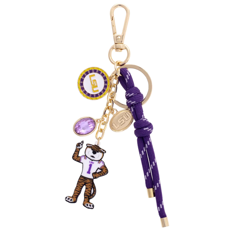 Let's Geaux Tigers! &nbsp;Be GLAM in the stands while cheering on your Fighting Tigers in Death Valley. &nbsp;

Show your LSU pride with this vibrant purple Tigers Cluster Bag Charm. It’s the perfect playful accessory to jazz up your game day look and keep your spirit shining bright wherever you go. Geaux Tigers!
