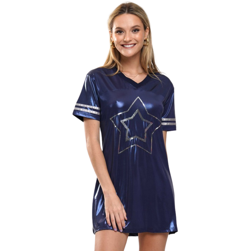 METALLIC STAR SEQUIN DRESS