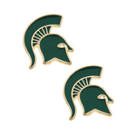 Get your Go Green! Go White! on with these fun and fierce Michigan State Spartans enamel stud earrings! Rocking the iconic Spartan helmet in bold, glossy green and white, they’re the perfect little power move for game days, tailgates, or just flexing your Sparty pride every day. Light, bright, and full of fight — these studs may be small, but they pack a big Spartan Strong punch.&nbsp;