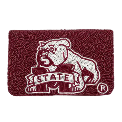 Hail State! Show your true maroon team spirit when accessorizing your Game Day look with our uniquely beaded Mississippi State hard shell crossbody bag. Let's Go Dawgs!