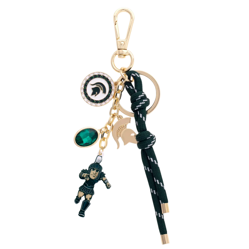 Add a playful pop of team pride to your favorite bag with the Michigan State Spartans Cluster Bag Charm. Easily clip it onto your tote, backpack, or game day gear to show off your Spartan spirit wherever you go. This charm adds just the right amount of fun flair to keep your fandom shining bright!