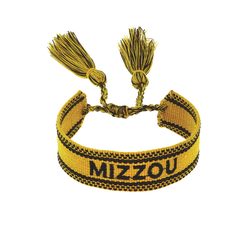 Show your team pride with the Missouri Tigers Woven Tassel Bracelet! This lightweight, colorful accessory adds a fun, spirited flair to any game day outfit. Its woven design and playful tassels make it an easy way to stand out while cheering on your Tigers in style. Perfect for stacking or wearing solo, it’s a game day must-have for true fans.
