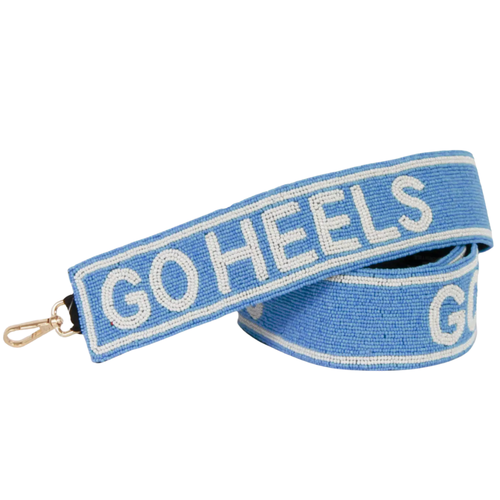 Show your Tar Heel Pride!&nbsp; A perfect accessory for any devoted fan, this beaded bag strap uniquely displays your allegiance to the Tar Heels!&nbsp; &nbsp;Be glam in the stands when you elevate your clear bag status and accessorize your Game Day look with our GO HEELS cross body bag strap.&nbsp;
