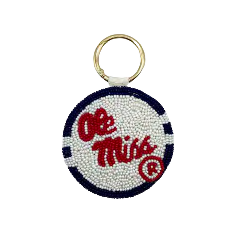 See You Saturdays In The Grove!  Rebels For Life!!  Accessorize Your Game Day Look With Our Uniquely Beaded Ole Miss Key Chain / Bag Charm.