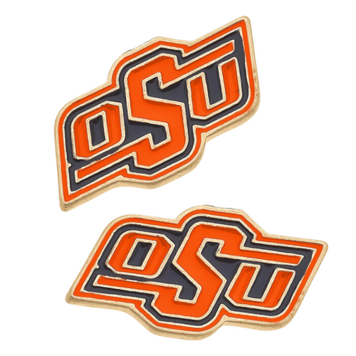 Cheer on your favorite Cowboys in style. Get game day GLAM in our new OSU enamel stud earrings for the perfect add-on to your Game Day ensemble. Whether you are watching the game from home or snacking on cheese fries at Eskimo Joe's before the game. Show off your OSU spirit and help cheer on our Cowboys and Cowgirls!