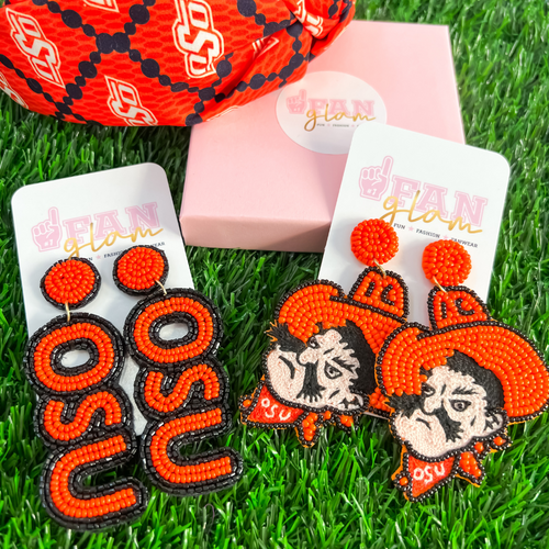 You know it's Game Day in Stilly when you hear pistols firing and OOOO... SSSS... UUUU.... COWBOYS!    Get ready for the game in our new OSU beaded Collection!  Two collectable styles - Pistol Pete + OSU!