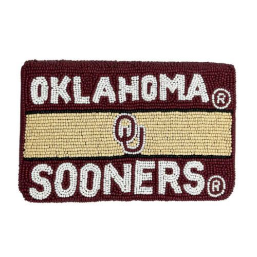 Show off your SOONERS spirit when accessorizing your Game Day look with our uniquely beaded OU Oklahoma Sooners logo crossbody bag. 