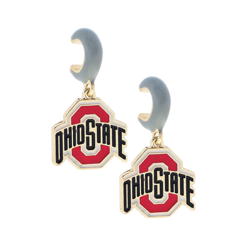 Show off your Buckeye pride with a stylish twist! These Ohio State Buckeyes Enamel Logo Huggie Hoop Earrings in grey add a subtle pop of team spirit to any outfit. Perfectly petite and playful, they bring a fun, sophisticated vibe to your game day look or everyday wear.