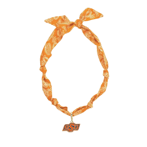 Show off your Cowboy pride with this playful Oklahoma State Cowboys bandana scarf necklace. Perfect for adding a fun, preppy twist to your OSU spirit, it’s a stylish way to celebrate your favorite team wherever you go.