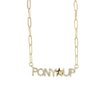 PONY UP RHINESTONE STAR GOLD PAPERCLIP NECKLACE