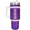 PURPLE FOOTBALL CRYSTAL RHINESTONE "BLINGED OUT" 40 OZ TUMBLERS