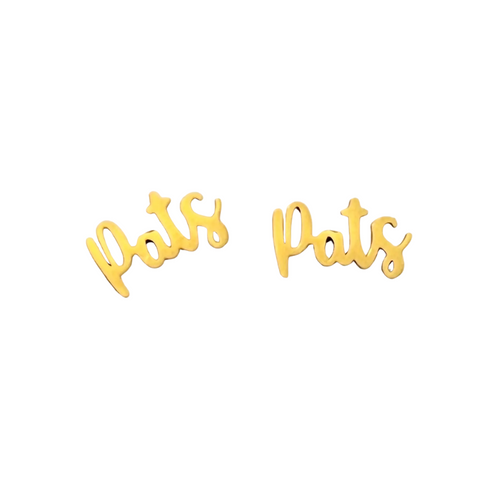 Bring some sparkle to game day with these playful Patriots Game Day Gold Stud Earrings! Featuring a charming "Pats" design, they’re the perfect subtle way to show your team pride while keeping your look classy and fun. Lightweight and easy to wear, these earrings add a touch of golden glory to every touchdown celebration.