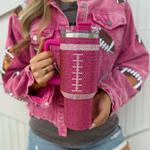 Sip in style on game day + every day!&nbsp; Add a touch of&nbsp;GAME DAY to any outfit with our PINK CRYSTAL FOOTBALL "Blinged Out" Tumbler!  Indulge in your love for&nbsp;football season and show off your&nbsp;team&nbsp;spirit. These stylish accessories are the perfect addition to your game day fit.&nbsp;